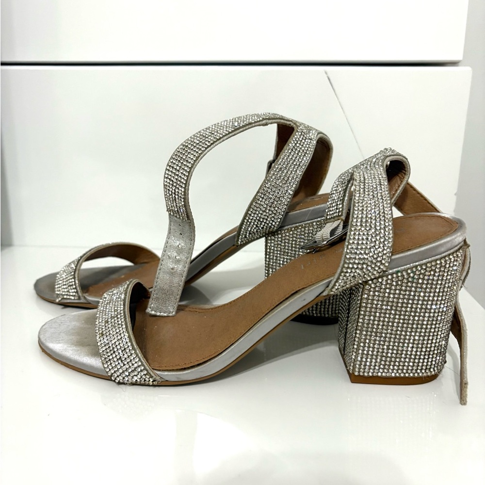 Madden Girl Silver Rhinestone Heels